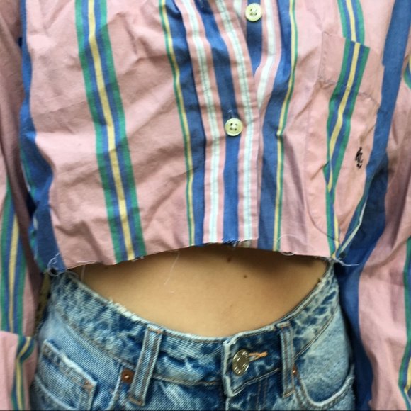 Lauren Ralph Lauren Pink Cropped Button Down - Picture 5 of 8